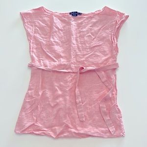 Pink linen top with belt